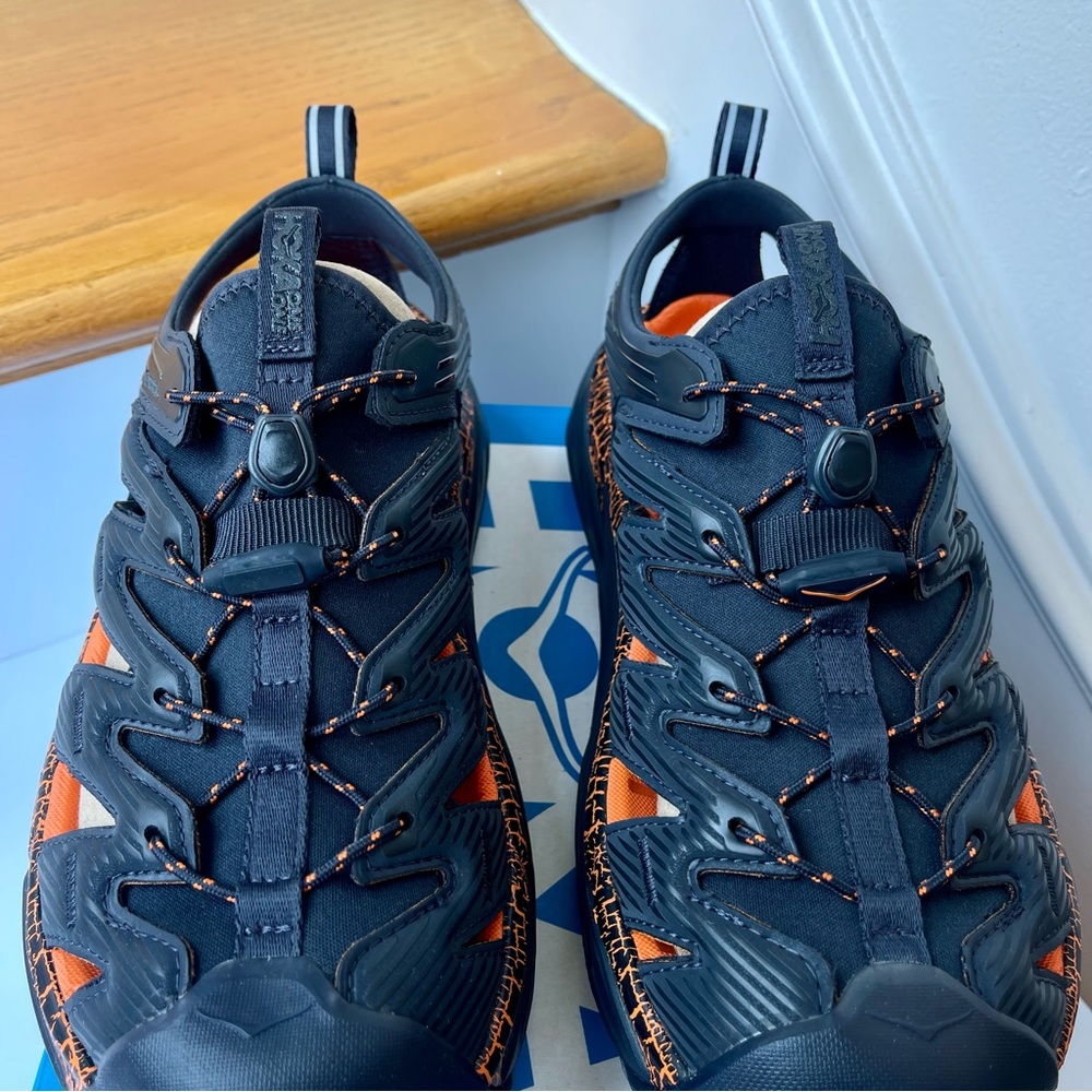 NWT Hoka Hopara Hiking Sandal Wet / Dry exploring shoe - blue graphite / orange - Picture 7 of 12